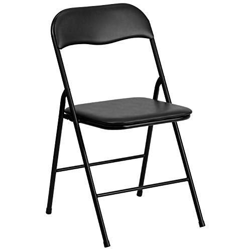 Flash Furniture Madison 5-Piece Folding Card Table and Chairs Set, Portable Event Table and Chairs Set, Black Flash Furniture