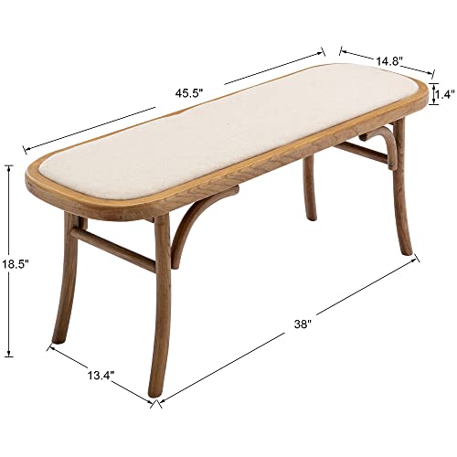 DM Furniture Farmhouse Wood Bench Small Entry Way Bench Seat Narrow Dining Bench Bed End Indoor Bench for Living Room Foyer Indoor, Uphostered Bench DM Furniture