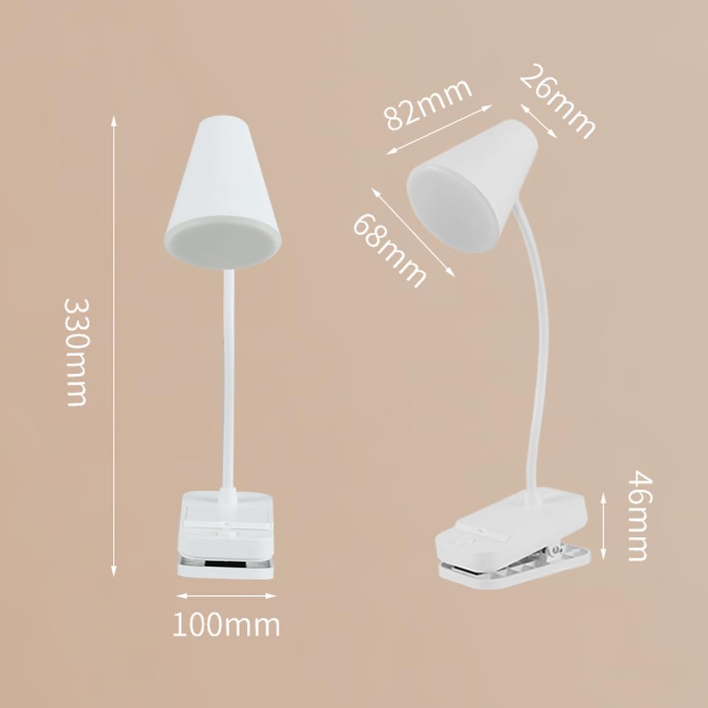 Reading book light,Led desk lamp,White,Desk lamp with USB charging port,Standing, clip-on,Battery and USB dual-use,360° rotating hose,Eye-care desk light,Small and cute desk lamp,Clip on Office lamp hepan block