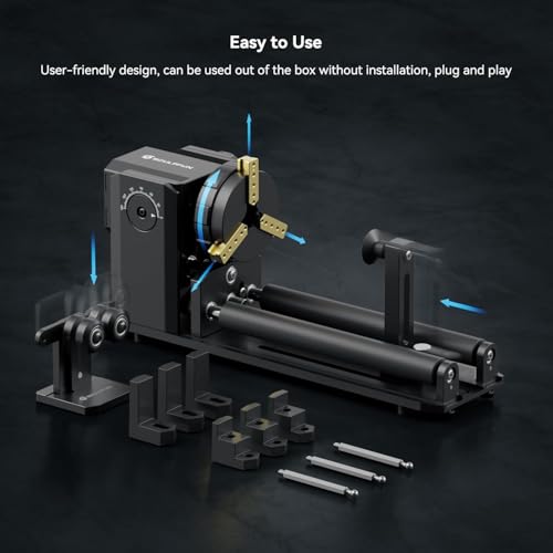 SCULPFUN RA Pro Max 4 in 1 Rotary Roller Chuck, Laser Roller Engraving Machine, 180° Adjustable Angle Dual Wheel Extension Bracket Cylindrical Object Processing for S9 S30 Ultra Series Laser Engraver SCULPFUN