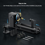 SCULPFUN RA Pro Max 4 in 1 Rotary Roller Chuck, Laser Roller Engraving Machine, 180° Adjustable Angle Dual Wheel Extension Bracket Cylindrical Object Processing for S9 S30 Ultra Series Laser Engraver SCULPFUN