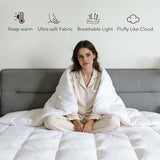 Goose Feather Down Fiber Comforters Oversized King Size, Extra Fluffy White Duvet Insert, Ultra-Soft, Breathable, Noiseless, All Season Hotel Luxury Bedding Comforters 120"x98" DOWNFORT