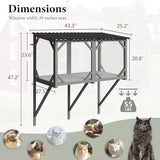 Waleaf Cat Window Box, 43.3" Catio Outdoor Cat Enclosure for Sunbathing, Napping & Overlooking, Sturdy Window Perch for Large Indoor Cats - All Weather Use, Nature Friendly Design Waleaf