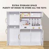 TOUCH US Wooden Play Kitchen Toy Set with Light, Kids Children Pretend Toy Kitchen Playset, Sink with Faucet, Oven, Microwave, Kitchenware Set Accessories for Ages 3-8 Girls Boys touch us