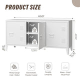 MIOCASA Metal Cabinet with Doors and Shelf,Industrial Steel Storage Cabinet TV Stand, 2 Tier Low Locker TV Cabinet for Home and Office White Size: 44.49W×15.75D×22.83H MIOCASA