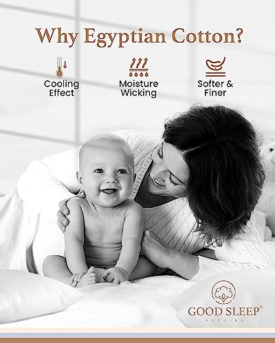 1000 TC White Standard Pillowcases Set of 4 100% Egyptian Cotton Pillow Cases with Long Staple Cotton & Sateen Weave, Silky Soft Hotel - Like Bed Pillow Covers for Comfy Sleeping, Snug Fit Good Sleep Bedding