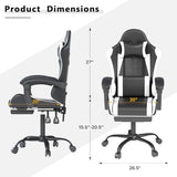 OS MOTOR Gaming Chair with Headrest and Lumbar Support, Ergonomic High Back Office Chair, Racing Style Executive Computer Desk Chair, Leather Adjustable Swivel Task Chair for Home Office (White) OS MOTOR