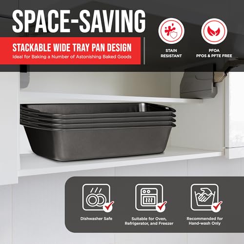 Bakken- Swiss BAKKENMASTER Loaf Pan Set 4-Piece - Deluxe Nonstick Carbon Steel Bakeware for Perfect Bread and Cakes – Dishwasher Safe, Premium Pans for Home Baking Bakken- Swiss