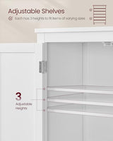 VASAGLE Floor Storage Cabinet, Freestanding Storage Unit with 4 Doors, Adjustable Shelves, 11.8 x 23.6 x 66.9 Inches, for Entryway, Bathroom, Cloud White UBBC550W01 VASAGLE