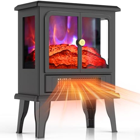 Oylus Electric Fireplace Stove Heater - Fireplace Heaters for Indoor Use with Realistic Flame Effect, Freestanding Electric Stove Heater with Overheating Protection, 1500W, Adjustable Heating OYLUS