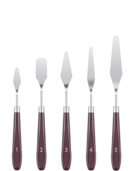 FUPUALL 5 Pieces Painting Knives Stainless Steel Spatula Palette Knife Oil Painting Accessories Color Mixing Set for Oil, Canvas, Acrylic Painting FUPUAII