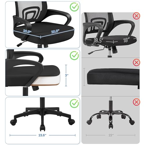 Yaheetech Mid-Back Mesh Office Chair Adjustable Ergonomic Computer Task Chair Swivel Rolling with Lumbar Support Armrest for Home Office Work Study, Black Yaheetech