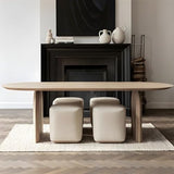LAKIQ Oval Solid Wood Dining Table Farmhouse Wooden Meeting Room Conference Table Rectangle Office Writing Desk - Table Only - Without Chairs (Natural, 63" L x 31.5" W x 29.5" H) LAKIQ