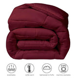 COHOME Quilted Queen Size Comforter - All-Season Down Alternative Duvet Insert - Luxury Hotel Winter Warm Burgundy Comforter with Anti-Clump Tech & 8 Tabs -Reversible（88"x88"） COHOME