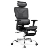 DEVAISE Ergonomic Mesh Office Desk Chair with a Footrest, Heavy Duty, High Back Reclining Swivel Comfy Home Computer Chair with Lumbar Support, SGS Class 4 Gas Lift, for Work Home Office, Black DEVAISE