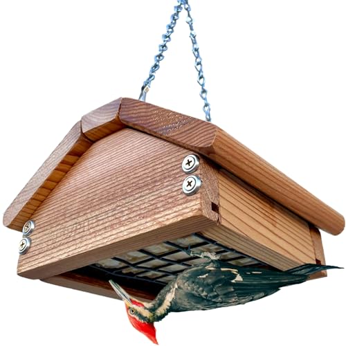 Premium Upside Down Bird Suet Feeder for Woodpeckers | Weather Resistant Cedar Wood, Durable Hardware, Long Lasting Hanging Wild Bird Feeder | Made - WoodArtSupply