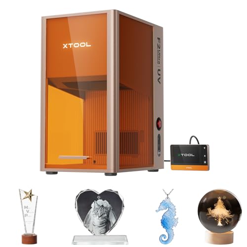 xTool F2 Ultra UV Laser Engraver, 5W UV Laser, 3D Inner and Fine Glass Engraving, Dual 48MP Cameras, 15,000 mm/s High Speed, AI Powered 2D-to-3D Software, Ultra-Precise Detail on Glass Plastic Acrylic xTool