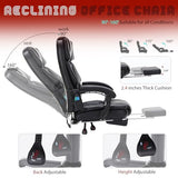 Massage Office Chair with Foot Rest 6 Points Vibration and Heat Home Office Desk Chairs for Heavy People 400lbs Reclining Managerial Chairs Ergonomic Executive Chair (Black) HESL