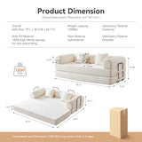 QQR Convertible Folding Mattress Couch, 5-in-1 Futon Sofa with Armrests, Sleeper Mattress Sofa Bed Comfy Fold Out Bed for Living Room, Bedroom, Lounge,Guest, Office (Beige White) QQR