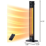 VAGKRI Outdoor Heaters, 1s Heating Carbon Infrared Patio Heaters With Remote, 9 Heat Levels, 24H Timer, IPX5 Waterproof, 42in Electric Space Heaters for Home, Office, Restaurant, Patio, and Garage VAGKRI