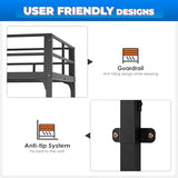 INTERGREAT Loft Bed Twin Size with Desk, Metal Loft Bed Frame with LED Lights and Charging Station, Safety Guardrail and Ladder, No Box Spring Needed, Space-Saving, Noise Free, Black INTERGREAT