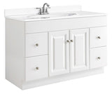 Design House Wyndham 48 Inch Bathroom Vanity, Ready to Assemble, Solid Wood, White, 597278 Design House