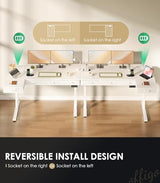 OffiGo 63 Inch L Shaped Electric Standing Desk with Drawers, Height Adjustable Large Desk with Power Outlets, Sit Stand Table, Writing Computer Desk for Home, Office, Workstation,White OffiGo
