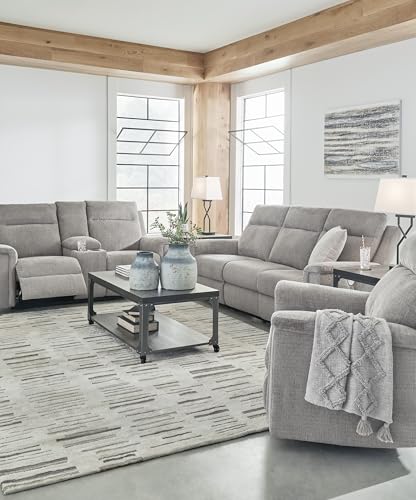 Signature Design by Ashley Barnsana Minimalist Power Reclining Sofa with USB Charging Ports, Light Gray Signature Design by Ashley