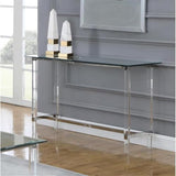 MAKLAINE Rectangular 48" x 17" Clear Glass Console Table w/Clear Acrylic Legs MAKLAINE