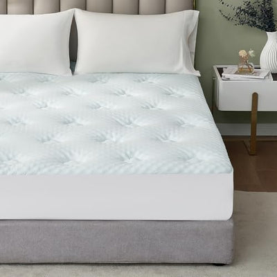 Hansleep Full Size Memory Foam Mattress Pad Topper, Full Foam Mattress Topper Viscose Derived from Bamboo, Full Bed Mattress Pad Cover for Back Pain Relief, 78" x 80", White