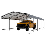 EBE 13' x 25' Metal Carport, Outdoor Steel Carport Canopy with Galvanized Steel Frame and Roof, Heavy Duty Garage Shelter Shade for Cars, Boats, and Truck EBE