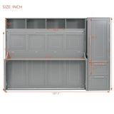 LZ LEISURE ZONE Full Size Murphy Bed with Closet and Drawers, Space-Saving Wall Bed with Storage, Ideal for Small Rooms, Apartments, or Home Offices, Gray LZ LEISURE ZONE