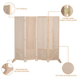 VINGLI Freestanding Pegboard with Support Feet, 5 FT Wood Room Divider Display Board Organizer, Folding Privacy Screen Partition Space Separator for Craft Shows Events Retail (Natural, 4 Panel) VINGLI