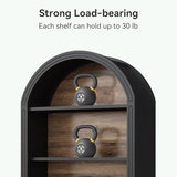 LITTLE TREE 6-Tier Bookcase, 77" Tall Bookshelf with Arched Top, Large Freestanding Wooden Open Bookcase Bookshelf, Modern Display Book Shelf for Living Room, Bedroom, Office, Library, Black Brown LITTLE TREE