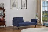 Container Furniture Direct 72" Retro Velvet Sofa Bed - Vintage Modern Convertible Futon w/Reclining Backrest - Velvet Upholstery on Solid Wood Frame (72" L x 34.6" W x 30.23" H), Dark Blue Container Furniture Direct