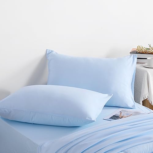 NTBAY Twin Comforter Set with Sheets, 5 Pieces Soft and Breathable Bedding Set, Twin Bed in a Bag, Down Alternative Comforter Set Solid Color All Season, Kids Bedding Set, Aqua NTBAY