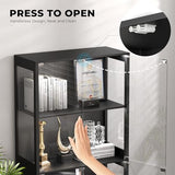 BROTTAR Display Cabinet with Glass Doors, 4-Tier Curio Cabinet&Bookcase with 3 Color Light for Collectibles, Toys, Books, Glass Storage Cabinet, Black BROTTAR