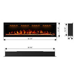 Valuxhome Electric Fireplace, 60 Inches Fireplace, Recessed and Wall Mounted Fireplaces for Living Room with Remote, Overheating Protection, Logset and Crystal, Touch Screen, 1500W/750W, Black Valuxhome