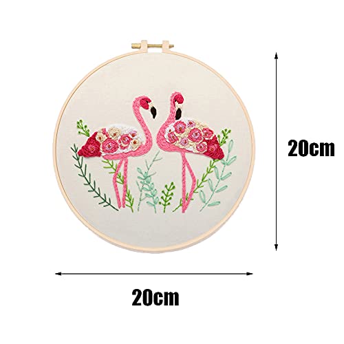 YANCAIYUNL Embroidery Kit for Beginners Flamingo Cross Stitch Embroidery Starter Kit DIY Handmade Needlework for Adults Beginner Tool Kit