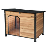 VEVOR Outdoor Dog House, Waterproof Insulated Dog House with Elevated Floor, Anti-Bite Wood Dog House Outdoor Iron Frame, Open Roof, for Medium to Large Dogs VEVOR