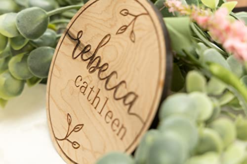Baby Announcement Sign, Hospital Sign, Gender Reveal Baby Photo Props, Wooden Name Sign, Baby Shower Gift, Birth Stat, Laser Birth Engraved Round WoodArtSupply