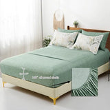WONGS BEDDING Botanical Comforter Set Queen, 7 Pieces Green Reversible Bed in a Bag Floral Leaves Bedding Soft Microfiber Queen (1 Comforter,2 Pillowcase,2 Pillow Shams,1 Flat Sheet,1 Fitted Sheet) WONGS BEDDING