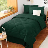 CozyLux Twin XL Comforter Set Emerald Green - 5 Pieces Twin Extra Long Bed in a Bag for College Dorm, All Season Bedding Set for Girls and Boys, Soft Bed Set with Comforter, Sheets, Pillowcase & Sham CozyLux