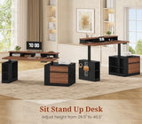 Standing Desk Adjustable Height, 70" Executive Electric Office Desk, Sit Stand Computer Desk with Storage Drawer, Power Outlets, Led Lights, Monitor Stand, Printer Space, Pegboard Black&Walnut UPOSOJA