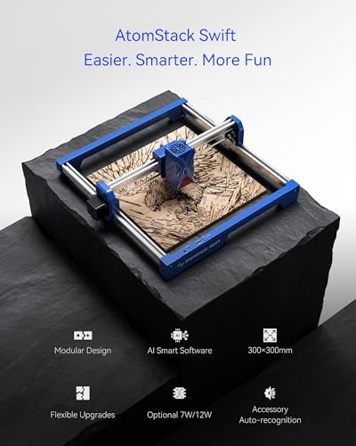 ATOMSTACK Swift 7W Laser Engraver, Swift 7W Laser Cutter, 0.06mm High Accuracy Laser Engraving Machine for Wood and Metal, Dark Acrylic, Glass, Leather ATOMSTACK