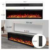 70 Inch Wall Fireplace Electric with Remote Control, Recessed and Wall Mounted Electric Fireplace, with Timer, Touch Screen, Adjustable Flame Color, 750-1500W, Log & Crystal Included TUAN