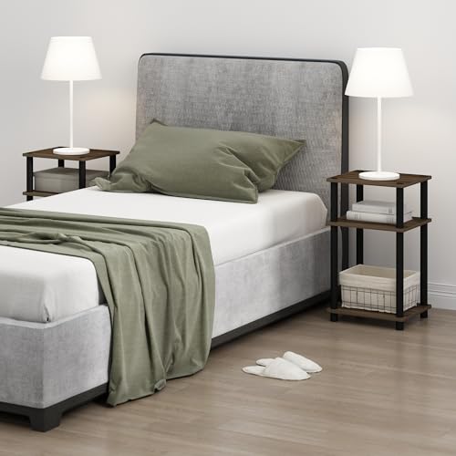 Furinno Just 3-Tier Turn-N-Tube Open Storage Nightstand, 1-Pack, Plastic Poles, Columbia Walnut/Black Furinno