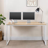 ZINUS Jennifer 55 Inch White Frame Desk, Computer Workstation, Office Desk, Dining Table, Easy Assembly, Natural Zinus