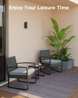 Qsun 3 Pieces Patio Furniture Set Rocking Bistro Set Outdoor Rattan Conversation with Coffee Table for Garden Balcony Backyard Poolside (Grey Cushion) Qsun