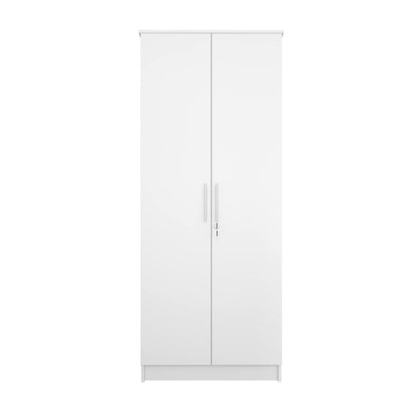 Homy Casa Inc 2-Door Wardrobe Armoires with Hanging Rod/Shelves/Lock, Bedroom Freestanding Clothes Closet Big Storage Cabinet, 29.6'' W x 17.7''D x 72'' H, White Homy Casa Inc